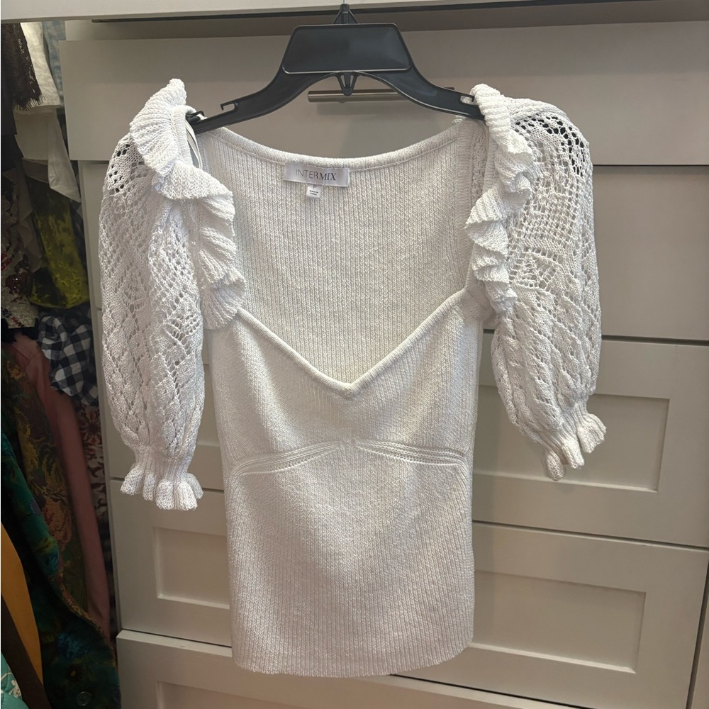 INTERMIX Ivory Knit Sweater Top